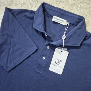 Collars and Co Cotton Pique Polo Mens 2XL Slim Knit Preppy Academia Minimalist